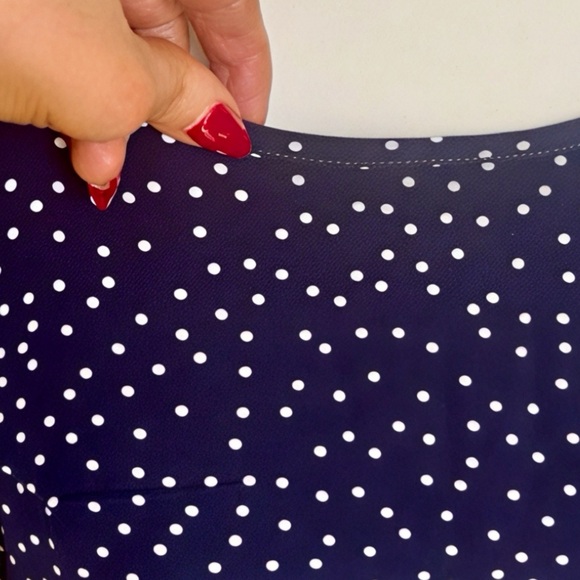 Navy Polka Dot Ruffle Sleeve Top - Picture 6 of 7